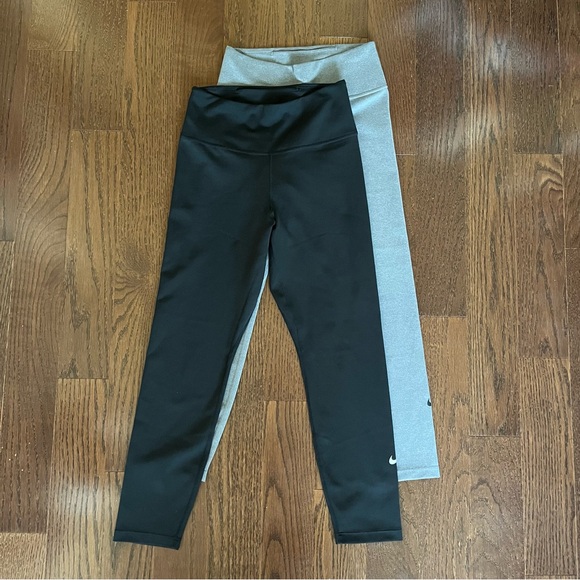 2 pairs NIKE Dri-fit Leggings XS, Black & Grey - Picture 3 of 7